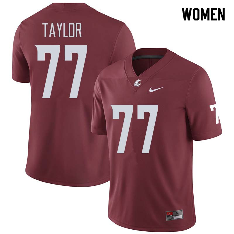 Women #77 Pake Taylor Washington State Cougars College Football Jerseys Sale-Crimson